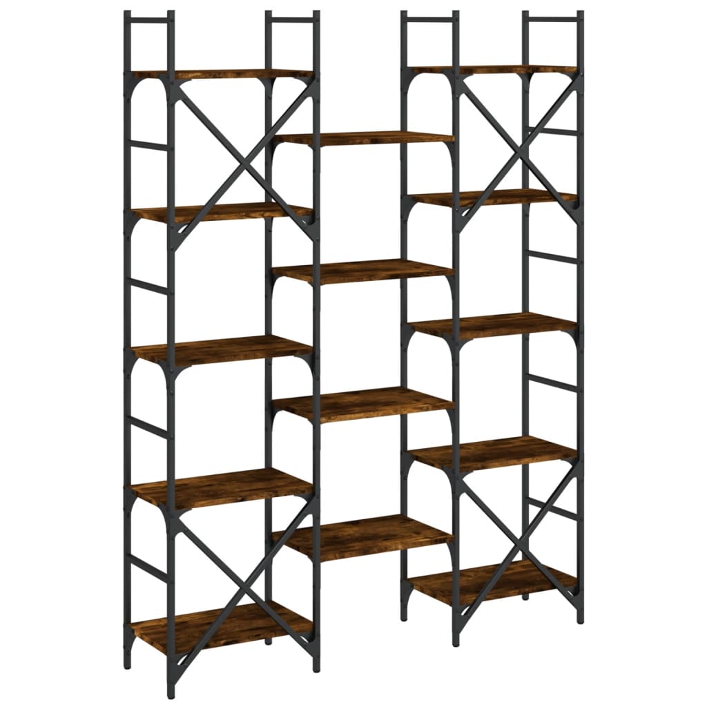 vidaXL Bibliotecă, stejar fumuriu, 127,5x28,5x172,5 cm, lemn prelucrat vidaXL Bibliotecă, stejar fumuriu, 127,5x28,5x172,5 cm, lemn prelucrat