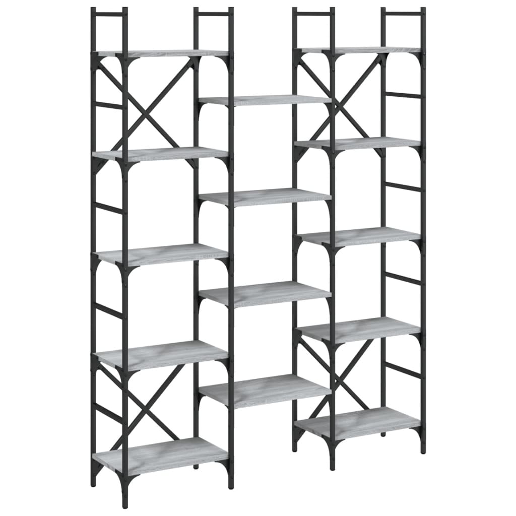 vidaXL Bibliotecă, gri sonoma, 127,5x28,5x172,5 cm, lemn prelucrat vidaXL Bibliotecă, gri sonoma, 127,5x28,5x172,5 cm, lemn prelucrat