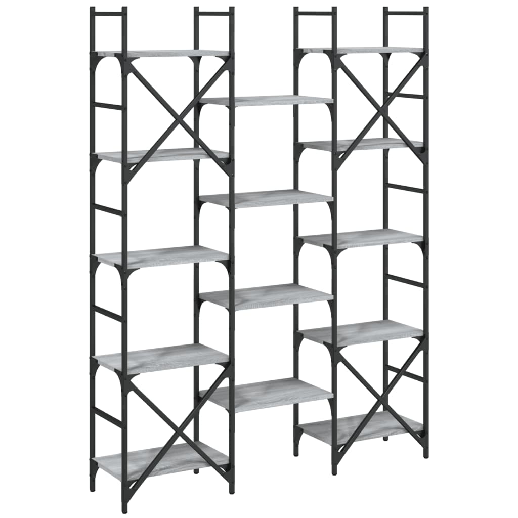 vidaXL Bibliotecă, gri sonoma, 127,5x28,5x172,5 cm, lemn prelucrat vidaXL Bibliotecă, gri sonoma, 127,5x28,5x172,5 cm, lemn prelucrat