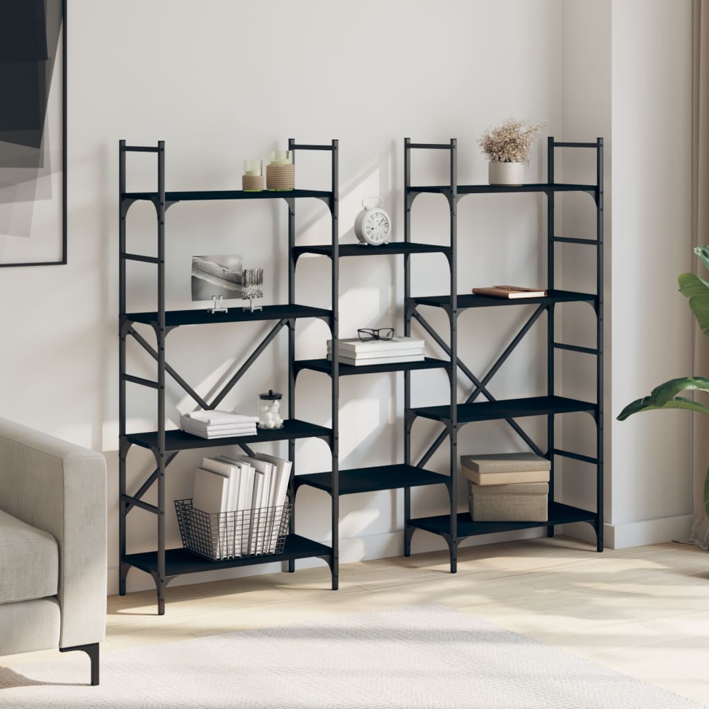 vidaXL Bibliotecă, negru, 160x28,5x136,5 cm, lemn prelucrat vidaXL Bibliotecă, negru, 160x28,5x136,5 cm, lemn prelucrat