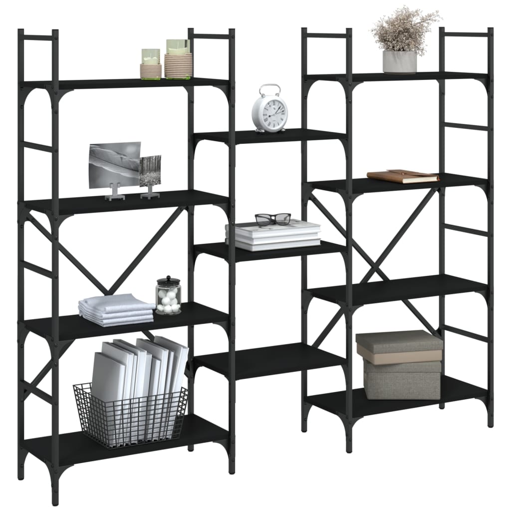 vidaXL Bibliotecă, negru, 160x28,5x136,5 cm, lemn prelucrat vidaXL Bibliotecă, negru, 160x28,5x136,5 cm, lemn prelucrat