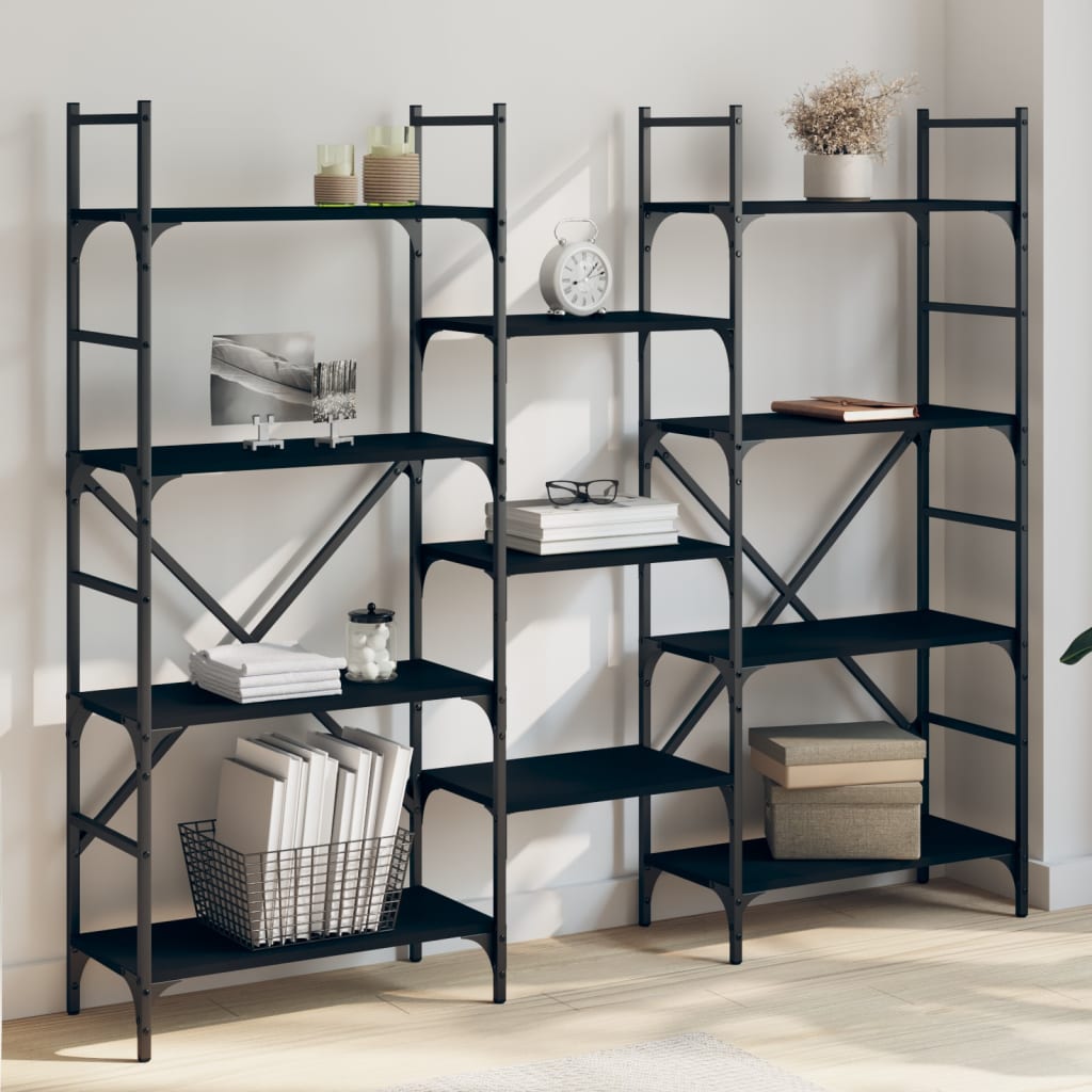 vidaXL Bibliotecă, negru, 160x28,5x136,5 cm, lemn prelucrat vidaXL Bibliotecă, negru, 160x28,5x136,5 cm, lemn prelucrat