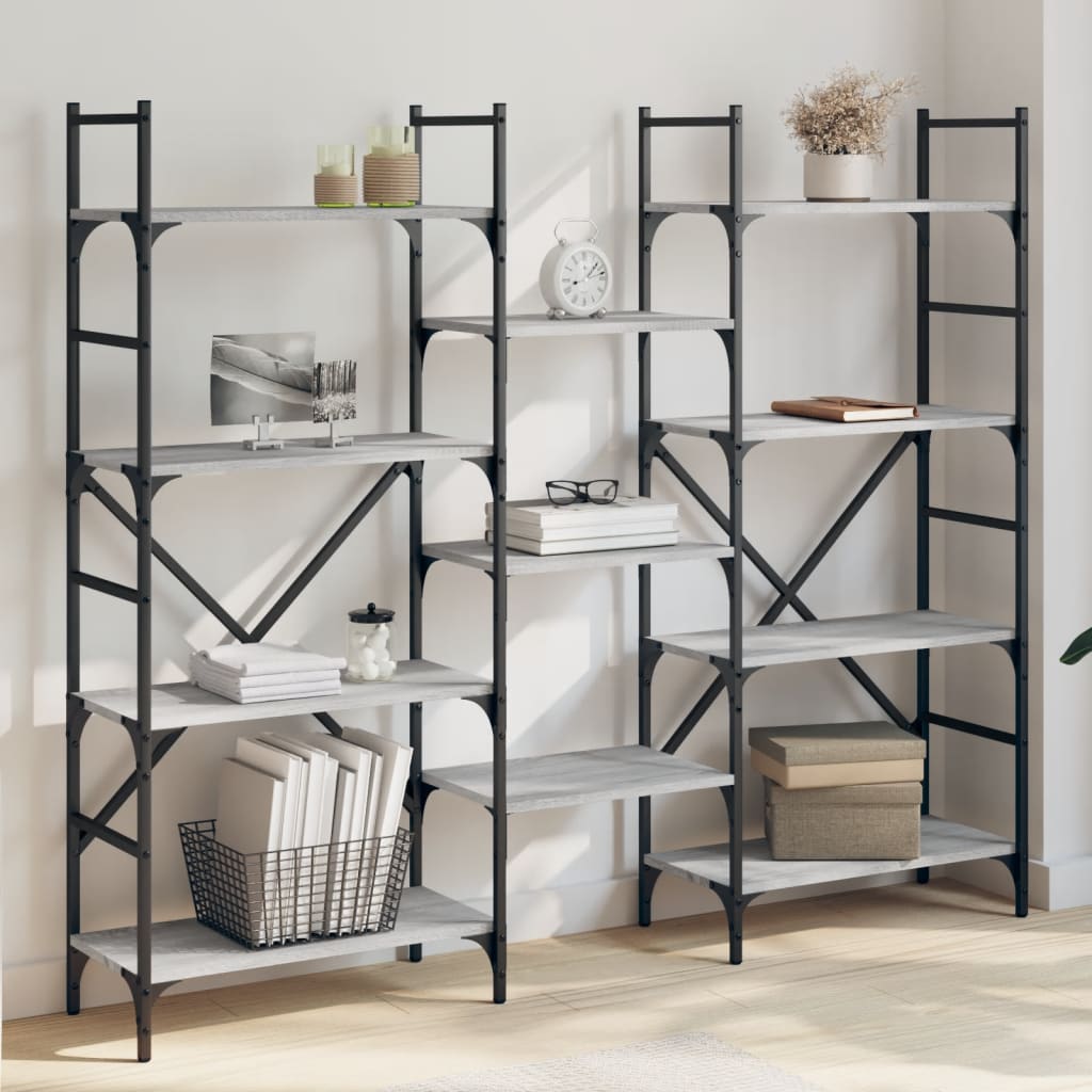 vidaXL Bibliotecă, gri sonoma, 160x28,5x136,5 cm, lemn prelucrat vidaXL Bibliotecă, gri sonoma, 160x28,5x136,5 cm, lemn prelucrat