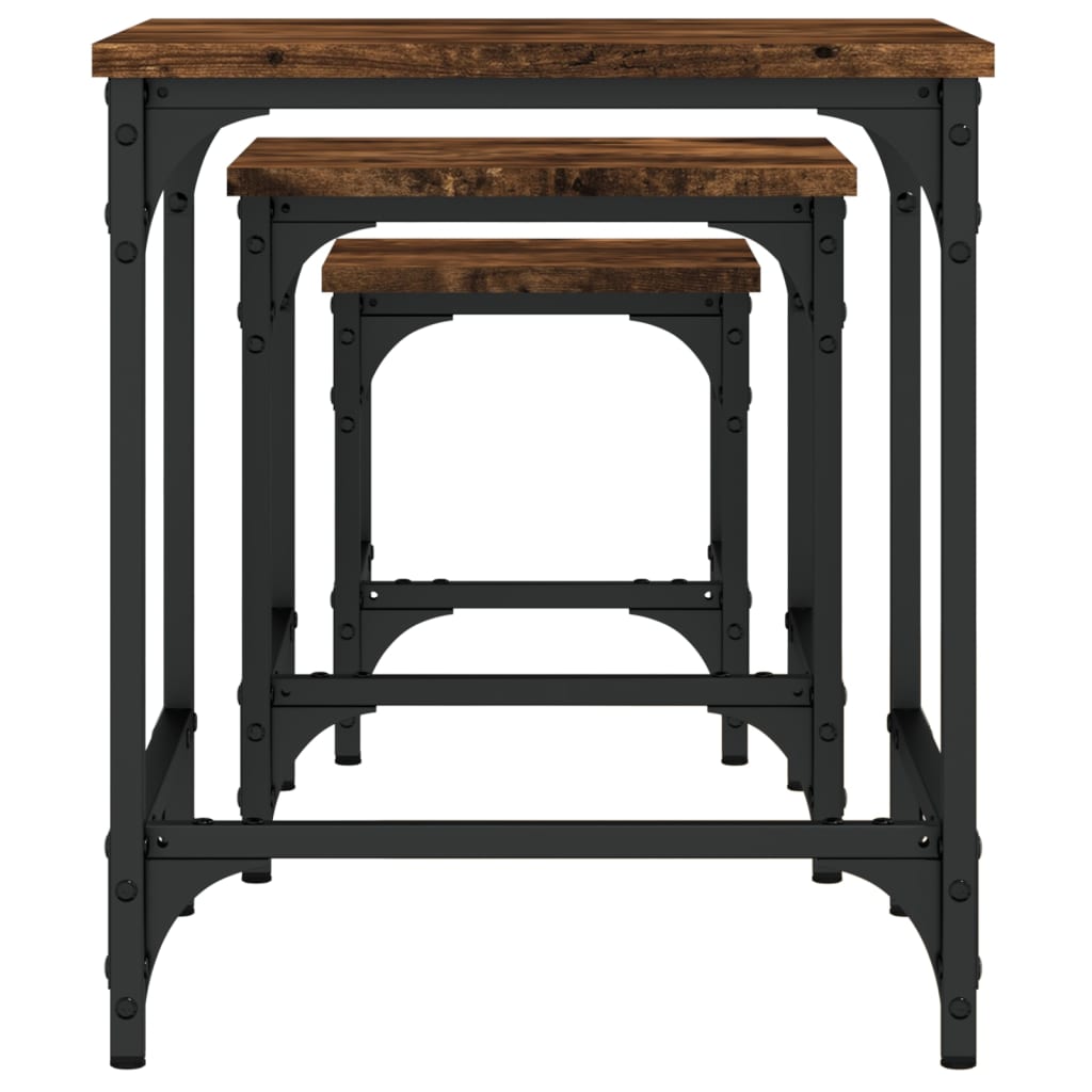 vidaXL Măsuțe suprapuse de cafea 3 buc, stejar fumuriu, lemn prelucrat