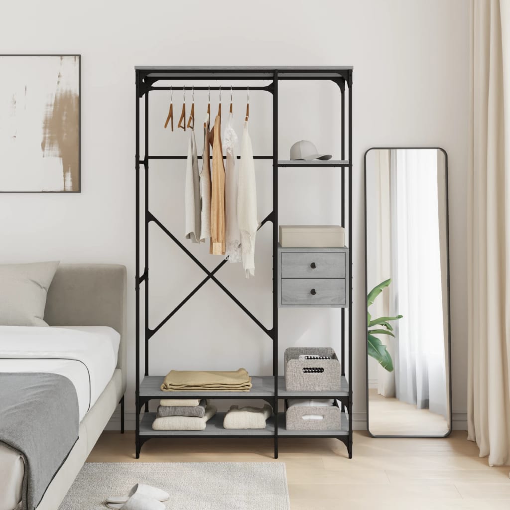 vidaXL Șifonier cu sertare, gri sonoma, 100x40x180 cm, lemn prelucrat vidaXL Șifonier cu sertare, gri sonoma, 100x40x180 cm, lemn prelucrat
