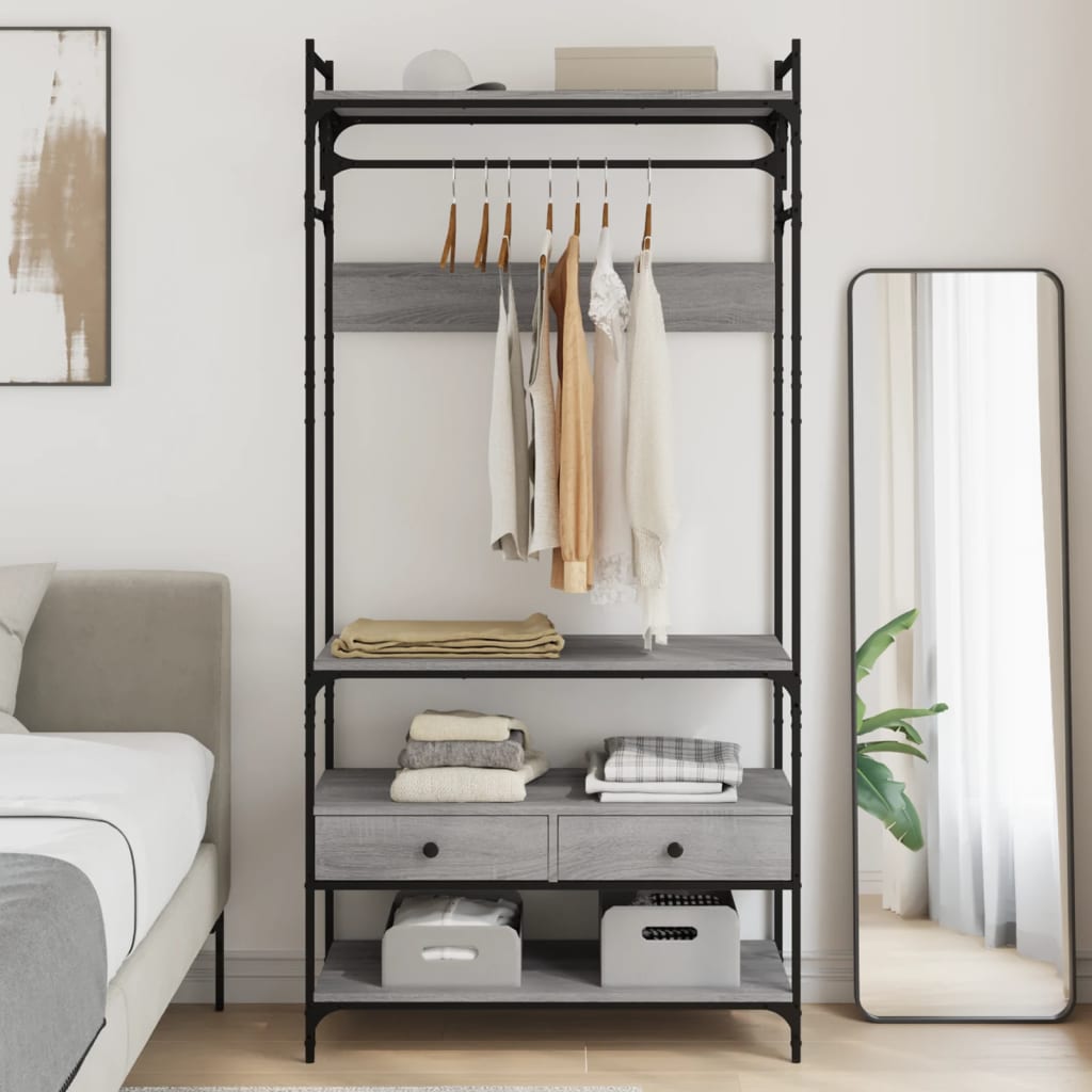 vidaXL Șifonier cu sertare, gri sonoma, 89x39x184,5 cm, lemn compozit vidaXL Șifonier cu sertare, gri sonoma, 89x39x184,5 cm, lemn compozit