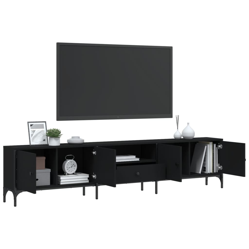 vidaXL Comodă TV cu sertar, negru, 200x25x44 cm, lemn prelucrat vidaXL Comodă TV cu sertar, negru, 200x25x44 cm, lemn prelucrat