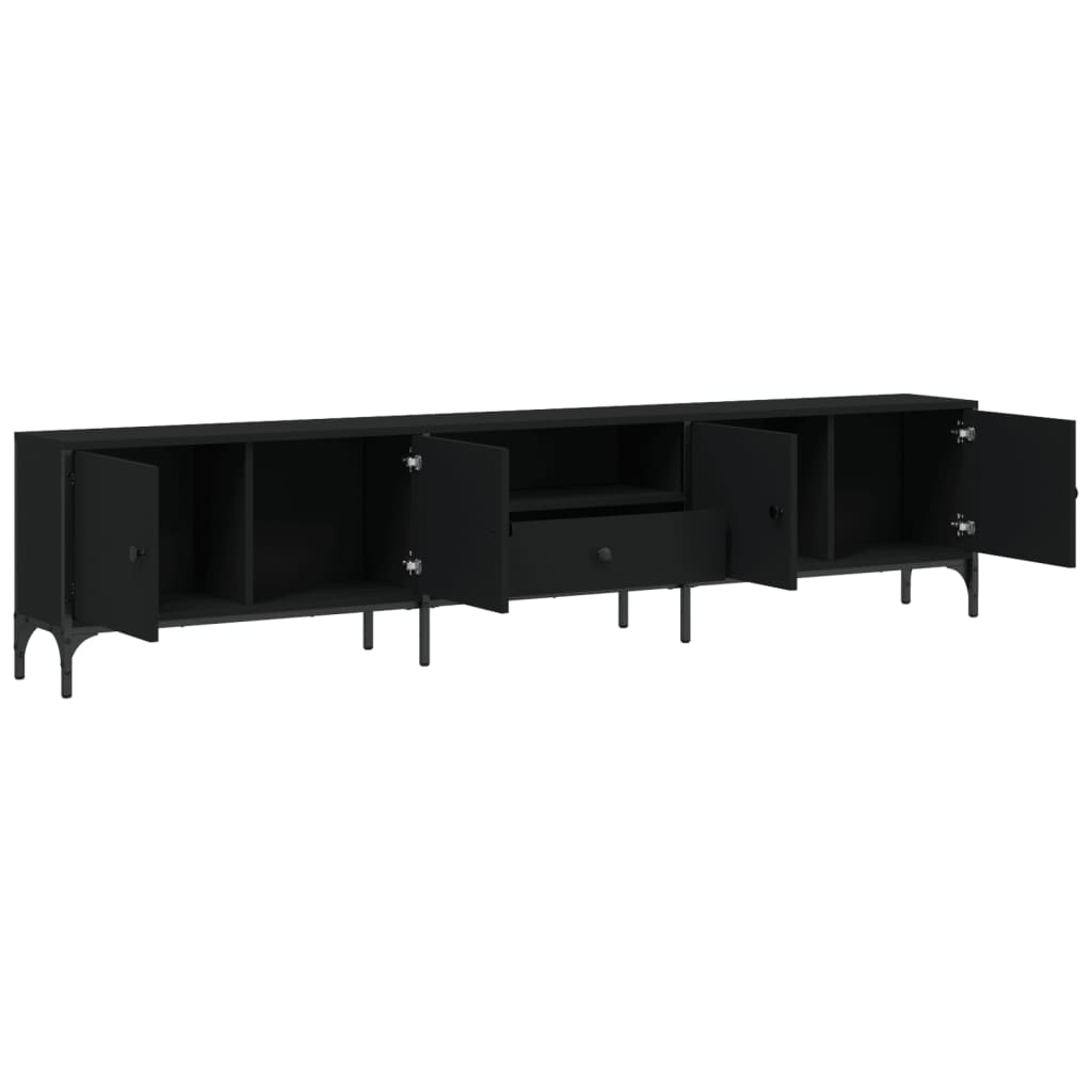 vidaXL Comodă TV cu sertar, negru, 200x25x44 cm, lemn prelucrat vidaXL Comodă TV cu sertar, negru, 200x25x44 cm, lemn prelucrat