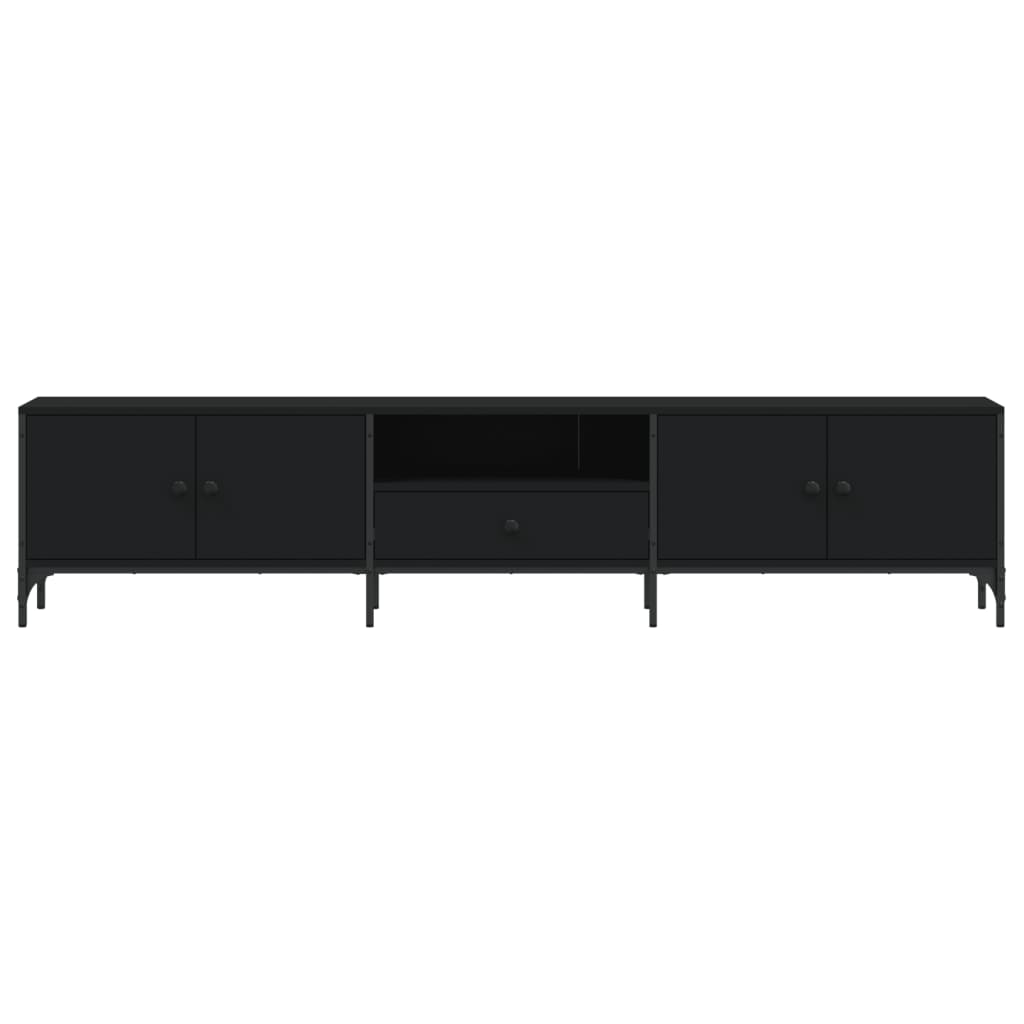 vidaXL Comodă TV cu sertar, negru, 200x25x44 cm, lemn prelucrat vidaXL Comodă TV cu sertar, negru, 200x25x44 cm, lemn prelucrat