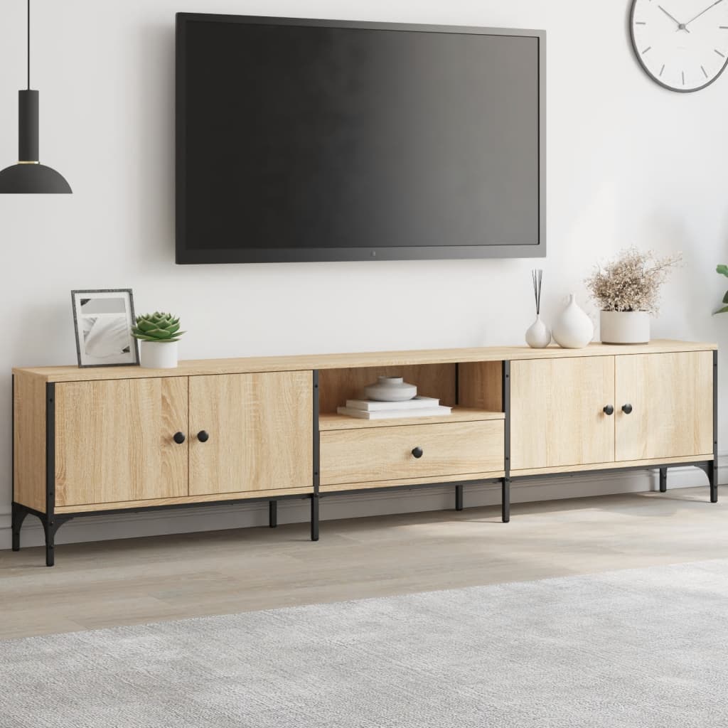 vidaXL Comodă TV cu sertar, stejar sonoma, 200x25x44 cm lemn prelucrat vidaXL Comodă TV cu sertar, stejar sonoma, 200x25x44 cm lemn prelucrat