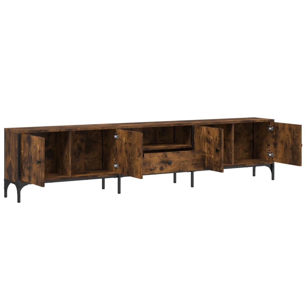 vidaXL Comodă TV cu sertar, stejar fumuriu 200x25x44 cm lemn prelucrat vidaXL Comodă TV cu sertar, stejar fumuriu 200x25x44 cm lemn prelucrat