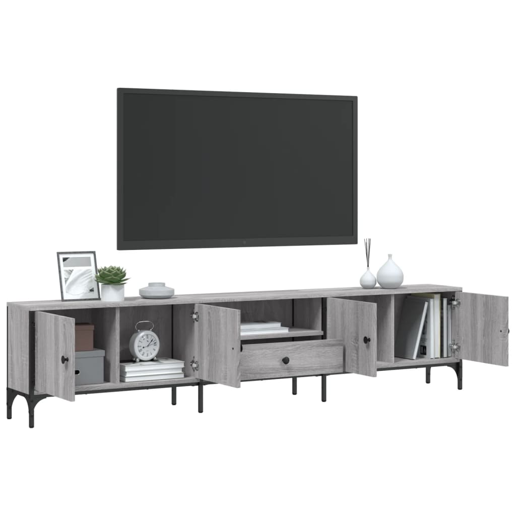 vidaXL Comodă TV cu sertar, gri sonoma, 200x25x44 cm, lemn prelucrat vidaXL Comodă TV cu sertar, gri sonoma, 200x25x44 cm, lemn prelucrat