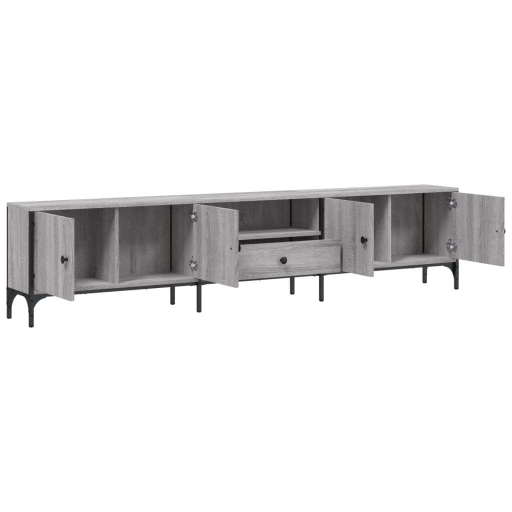 vidaXL Comodă TV cu sertar, gri sonoma, 200x25x44 cm, lemn prelucrat vidaXL Comodă TV cu sertar, gri sonoma, 200x25x44 cm, lemn prelucrat