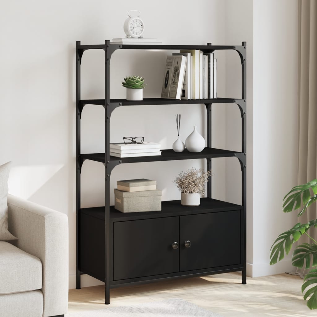 vidaXL Bibliotecă cu 3 niveluri, negru, 70x30x109,5 cm lemn prelucrat vidaXL Bibliotecă cu 3 niveluri, negru, 70x30x109,5 cm lemn prelucrat