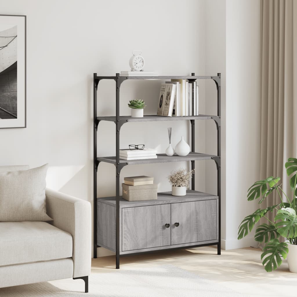 vidaXL Bibliotecă 3 niveluri gri sonoma 70x30x109,5 cm, lemn prelucrat