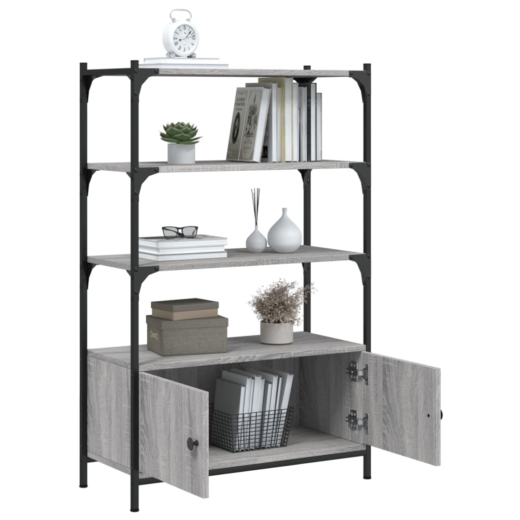 vidaXL Bibliotecă 3 niveluri gri sonoma 70x30x109,5 cm, lemn prelucrat