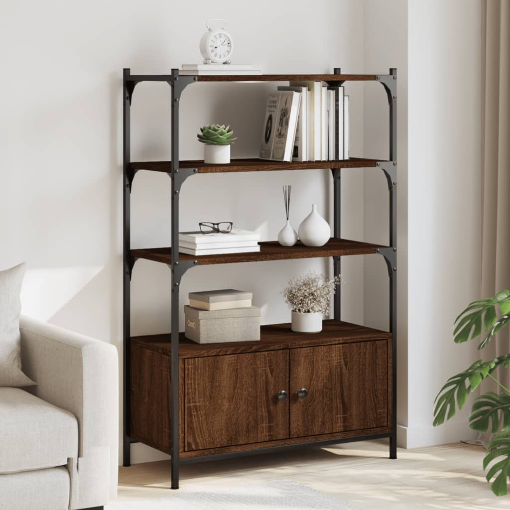 vidaXL Bibliotecă 3 niveluri stejar maro 70x30x109,5 cm lemn prelucrat vidaXL Bibliotecă 3 niveluri stejar maro 70x30x109,5 cm lemn prelucrat
