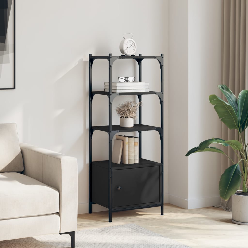 vidaXL Bibliotecă cu 3 niveluri, negru, 41x30x109,5 cm, lemn prelucrat vidaXL Bibliotecă cu 3 niveluri, negru, 41x30x109,5 cm, lemn prelucrat
