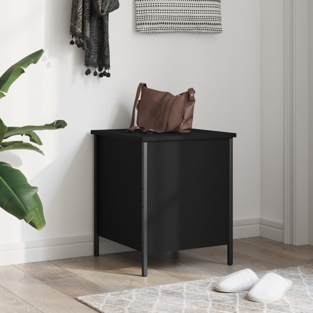 vidaXL Bancă de depozitare, negru, 40x42,5x50 cm, lemn prelucrat vidaXL Bancă de depozitare, negru, 40x42,5x50 cm, lemn prelucrat