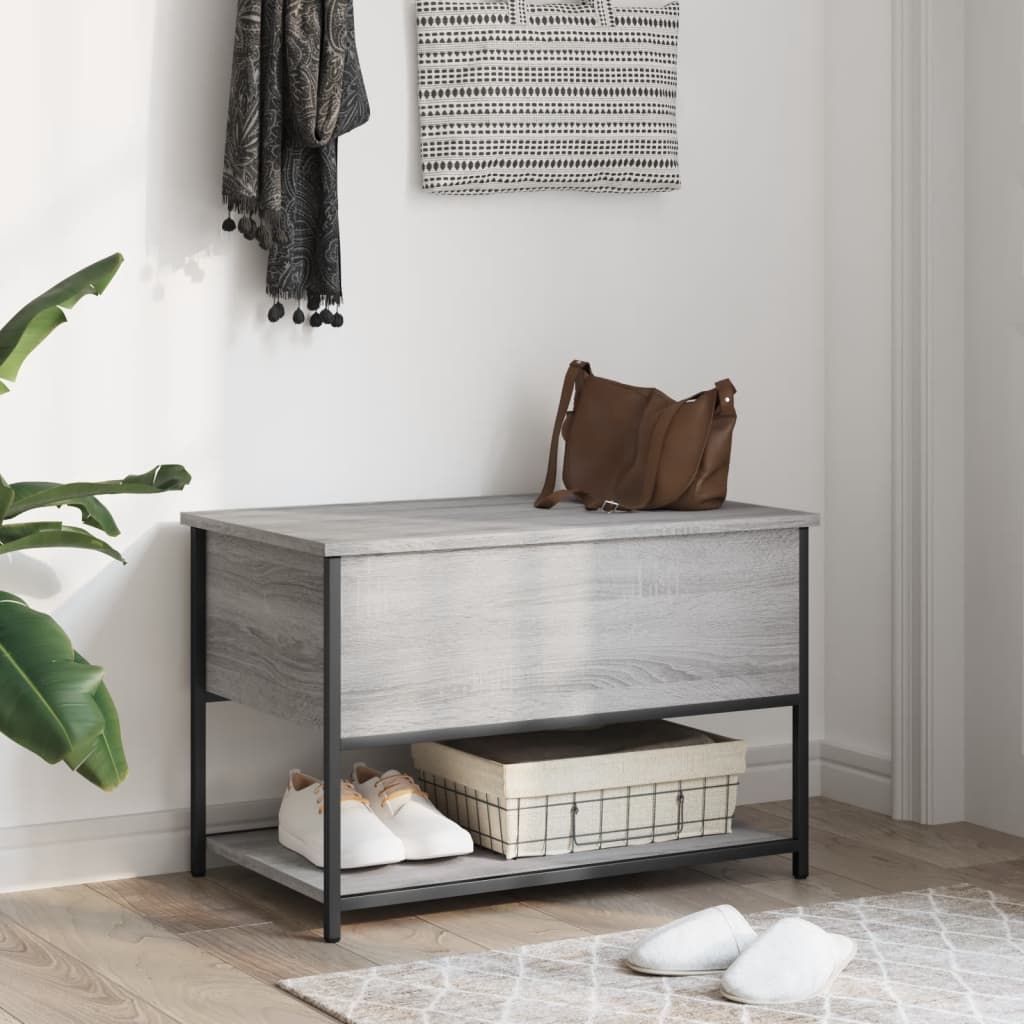 vidaXL Bancă de depozitare, gri sonoma, 70x42,5x47 cm, lemn prelucrat