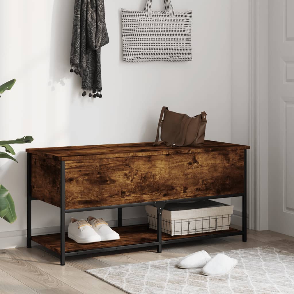 vidaXL Bancă depozitare, stejar fumuriu, 100x42,5x47 cm lemn prelucrat