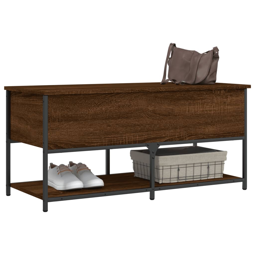 vidaXL Bancă de depozitare, stejar maro, 100x42,5x47cm, lemn prelucrat vidaXL Bancă de depozitare, stejar maro, 100x42,5x47cm, lemn prelucrat