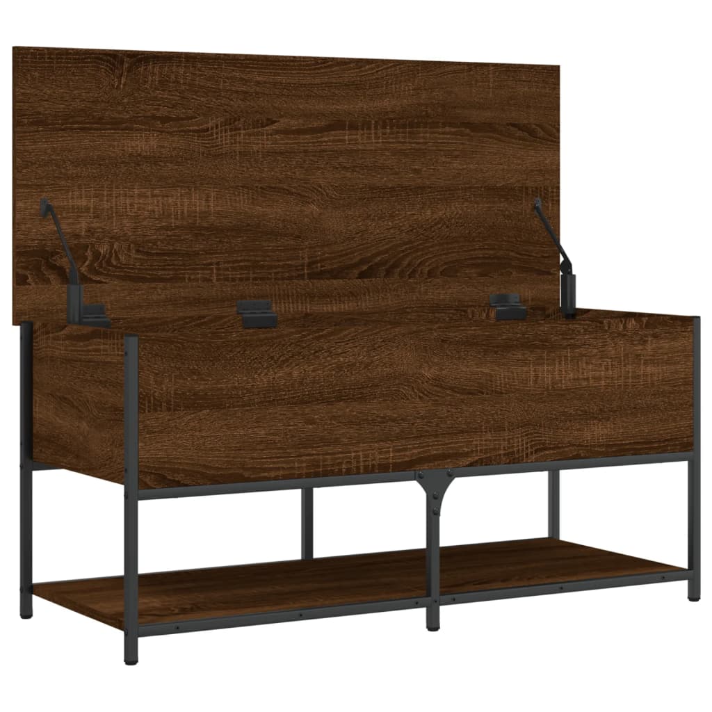 vidaXL Bancă de depozitare, stejar maro, 100x42,5x47cm, lemn prelucrat vidaXL Bancă de depozitare, stejar maro, 100x42,5x47cm, lemn prelucrat