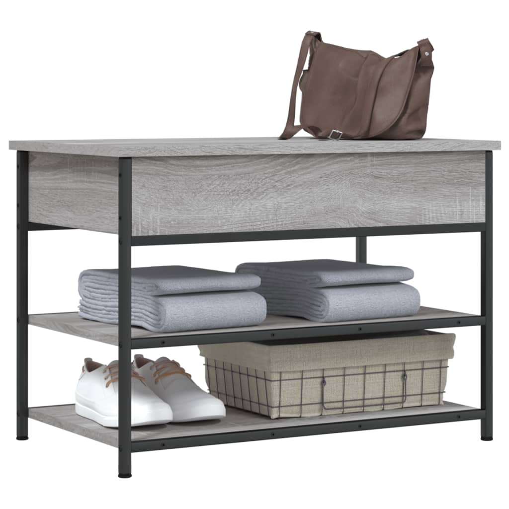 vidaXL Bancă de pantofi, gri sonoma, 70x42,5x50 cm, lemn prelucrat vidaXL Bancă de pantofi, gri sonoma, 70x42,5x50 cm, lemn prelucrat