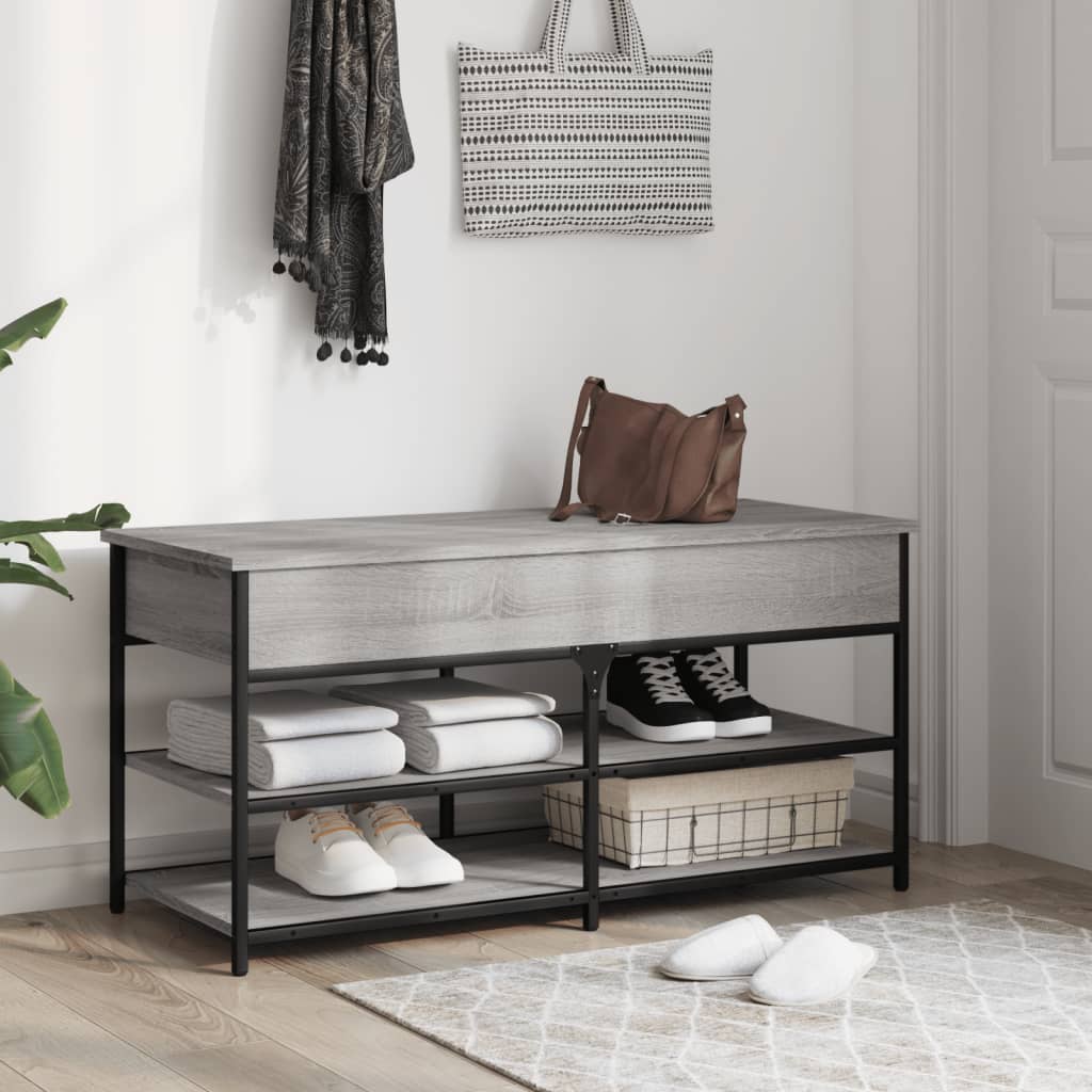 vidaXL Bancă de pantofi, gri sonoma, 100x42,5x50 cm, lemn prelucrat vidaXL Bancă de pantofi, gri sonoma, 100x42,5x50 cm, lemn prelucrat