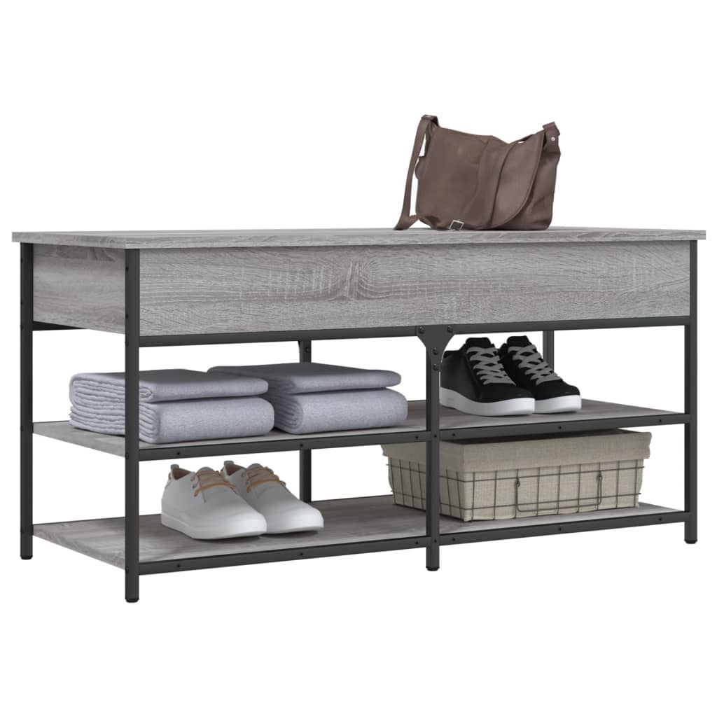 vidaXL Bancă de pantofi, gri sonoma, 100x42,5x50 cm, lemn prelucrat vidaXL Bancă de pantofi, gri sonoma, 100x42,5x50 cm, lemn prelucrat