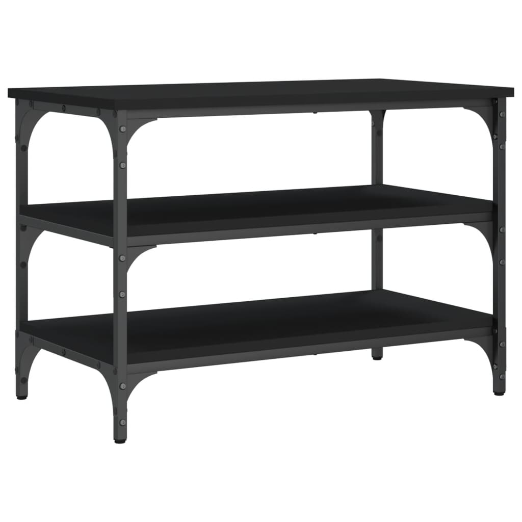 vidaXL Bancă de pantofi, negru, 70x38,5x49 cm, lemn prelucrat