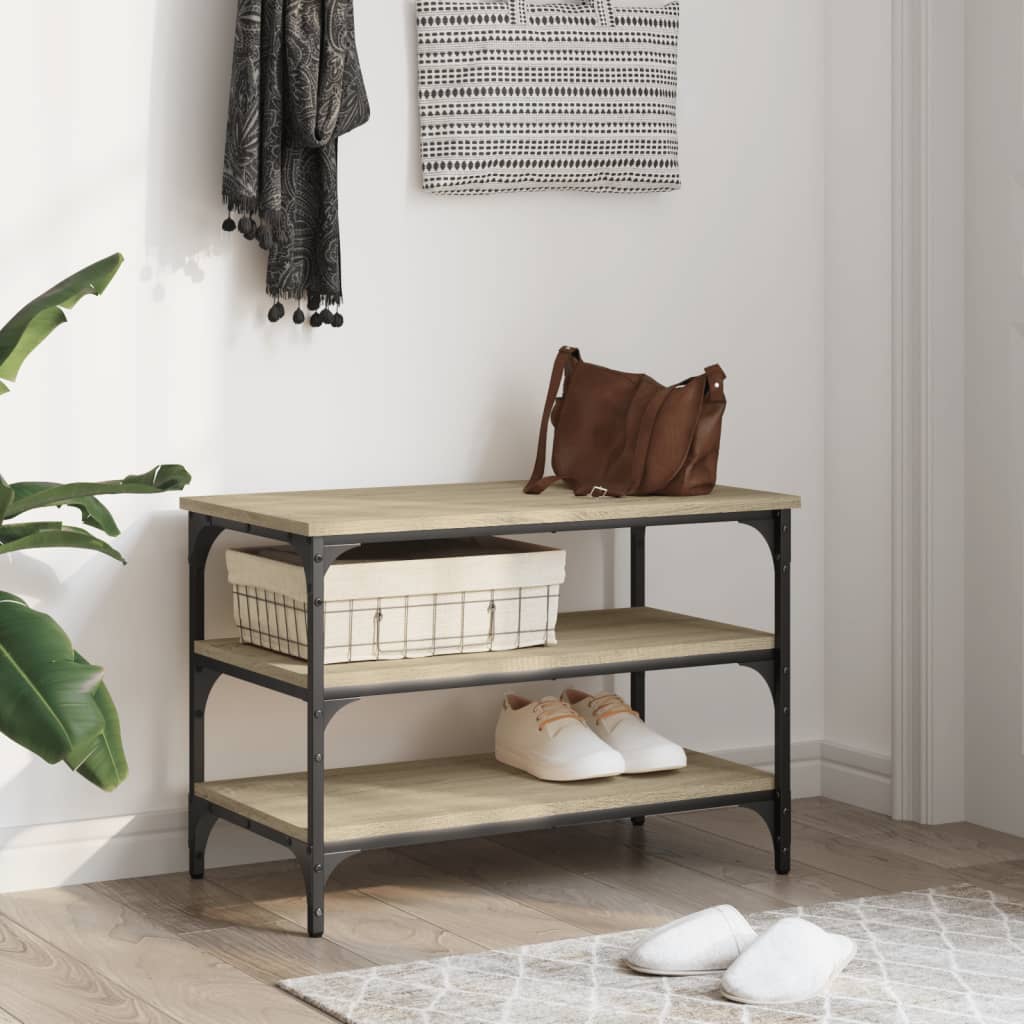 vidaXL Bancă de pantofi, stejar sonoma, 70x38,5x49 cm, lemn prelucrat