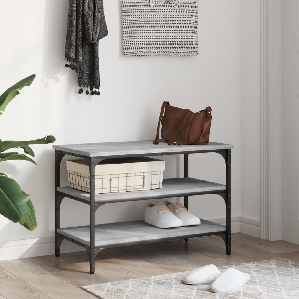 vidaXL Bancă de pantofi, gri sonoma, 70x38,5x49 cm, lemn prelucrat vidaXL Bancă de pantofi, gri sonoma, 70x38,5x49 cm, lemn prelucrat