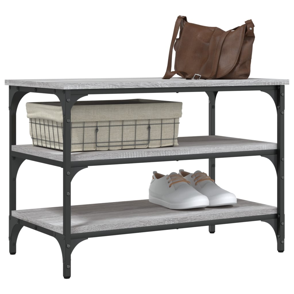 vidaXL Bancă de pantofi, gri sonoma, 70x38,5x49 cm, lemn prelucrat vidaXL Bancă de pantofi, gri sonoma, 70x38,5x49 cm, lemn prelucrat