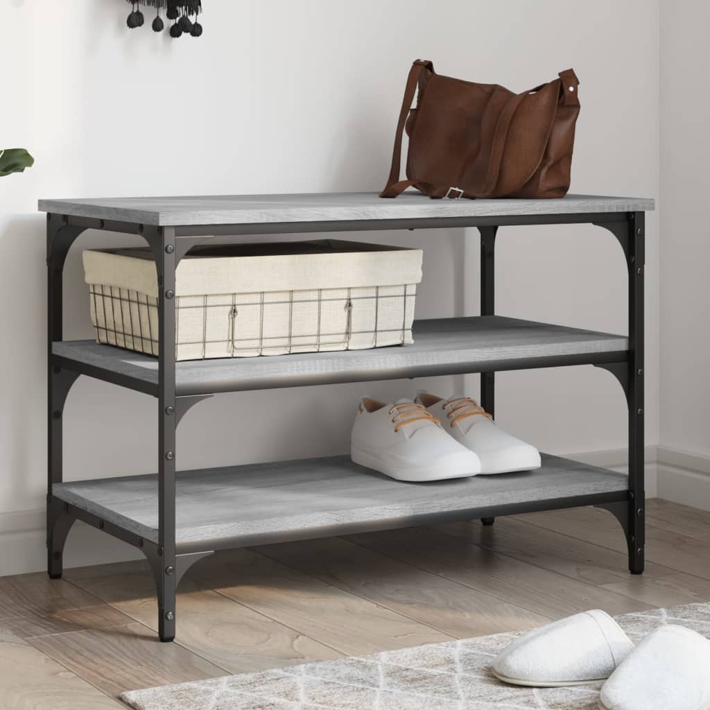 vidaXL Bancă de pantofi, gri sonoma, 70x38,5x49 cm, lemn prelucrat vidaXL Bancă de pantofi, gri sonoma, 70x38,5x49 cm, lemn prelucrat