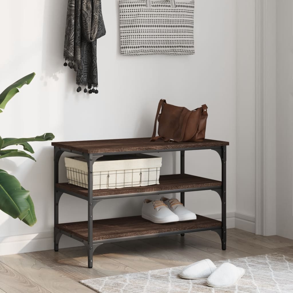 vidaXL Bancă de pantofi, stejar maro, 70x38,5x49 cm, lemn prelucrat