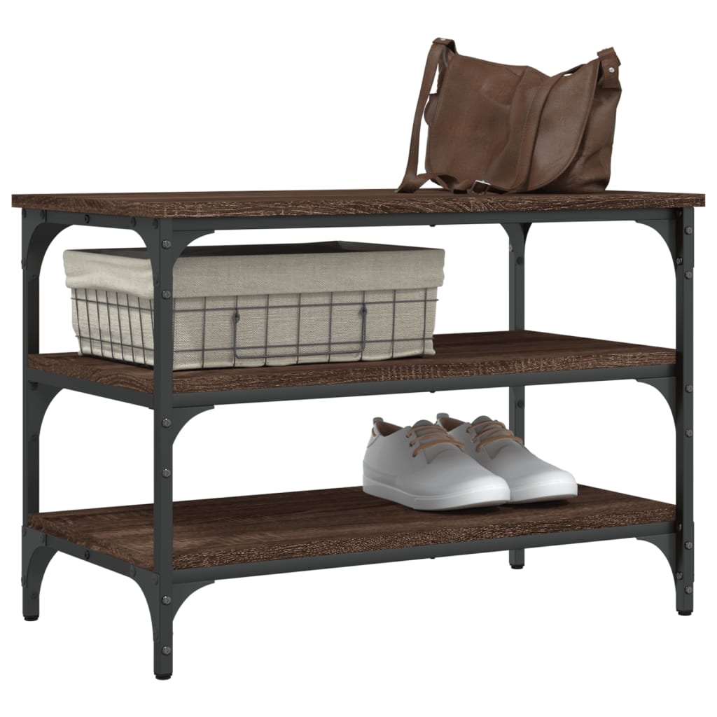 vidaXL Bancă de pantofi, stejar maro, 70x38,5x49 cm, lemn prelucrat