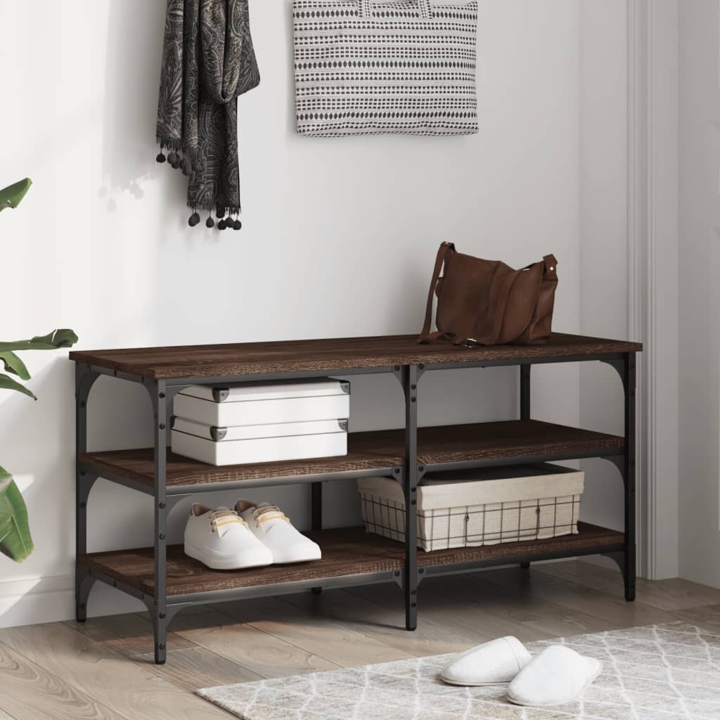 vidaXL Bancă de pantofi, stejar maro, 100x38,5x49 cm, lemn prelucrat