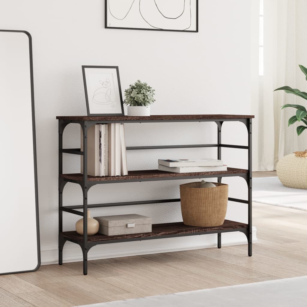 vidaXL Măsuță consolă, stejar maro, 100x32x75 cm, lemn prelucrat vidaXL Măsuță consolă, stejar maro, 100x32x75 cm, lemn prelucrat