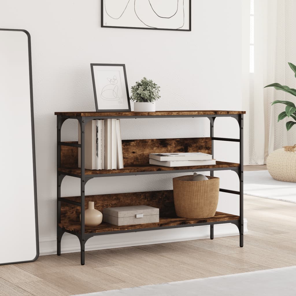 vidaXL Măsuță consolă, stejar fumuriu, 100x32x75 cm, lemn prelucrat vidaXL Măsuță consolă, stejar fumuriu, 100x32x75 cm, lemn prelucrat