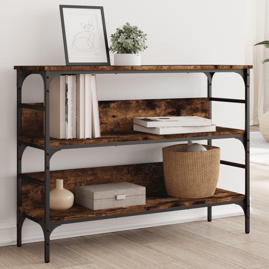 vidaXL Măsuță consolă, stejar fumuriu, 100x32x75 cm, lemn prelucrat vidaXL Măsuță consolă, stejar fumuriu, 100x32x75 cm, lemn prelucrat