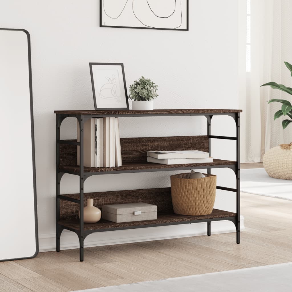 vidaXL Măsuță consolă, stejar maro, 100x32x75 cm, lemn prelucrat vidaXL Măsuță consolă, stejar maro, 100x32x75 cm, lemn prelucrat