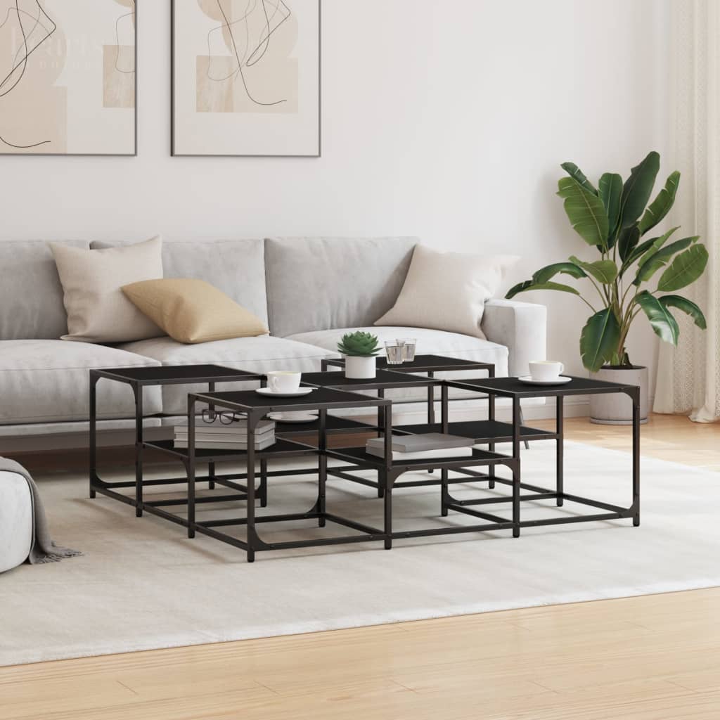 vidaXL Măsuță de cafea, negru, 121x121x40 cm, lemn prelucrat vidaXL Măsuță de cafea, negru, 121x121x40 cm, lemn prelucrat