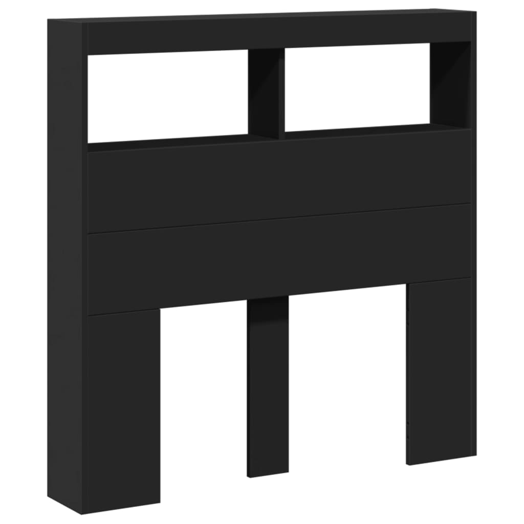 vidaXL Tăblie cu dulap și LED, negru, 100x17x102 cm vidaXL Tăblie cu dulap și LED, negru, 100x17x102 cm