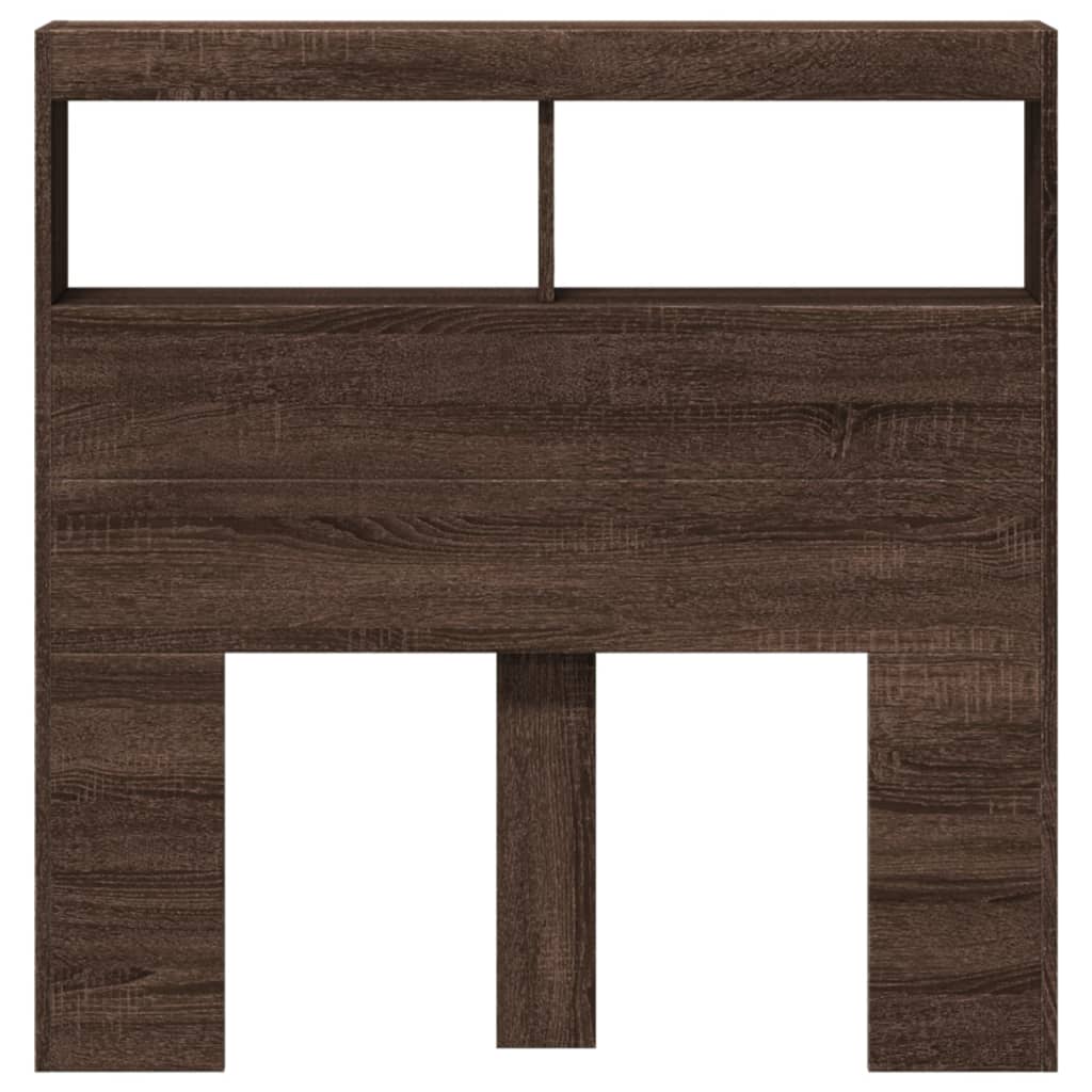 vidaXL Tăblie de pat cu dulap și LED, stejar maro, 100x17x102 cm vidaXL Tăblie de pat cu dulap și LED, stejar maro, 100x17x102 cm
