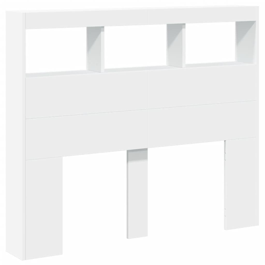 vidaXL Tăblie cu dulap și LED, alb, 120x17x102 cm vidaXL Tăblie cu dulap și LED, alb, 120x17x102 cm