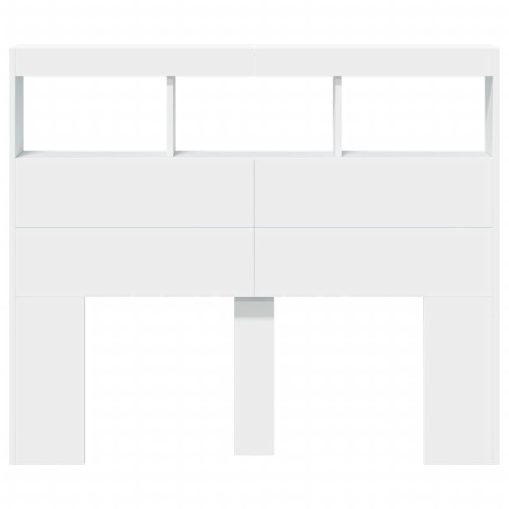 vidaXL Tăblie cu dulap și LED, alb, 120x17x102 cm vidaXL Tăblie cu dulap și LED, alb, 120x17x102 cm