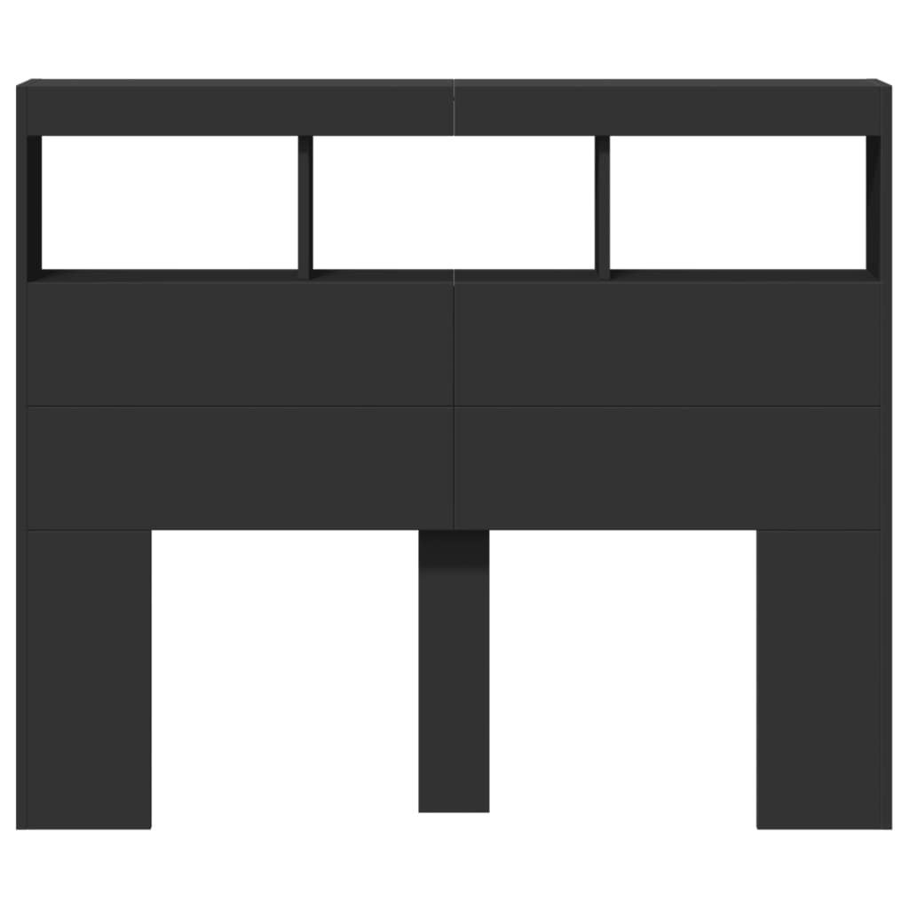 vidaXL Tăblie cu dulap și LED, negru, 120x17x102 cm vidaXL Tăblie cu dulap și LED, negru, 120x17x102 cm