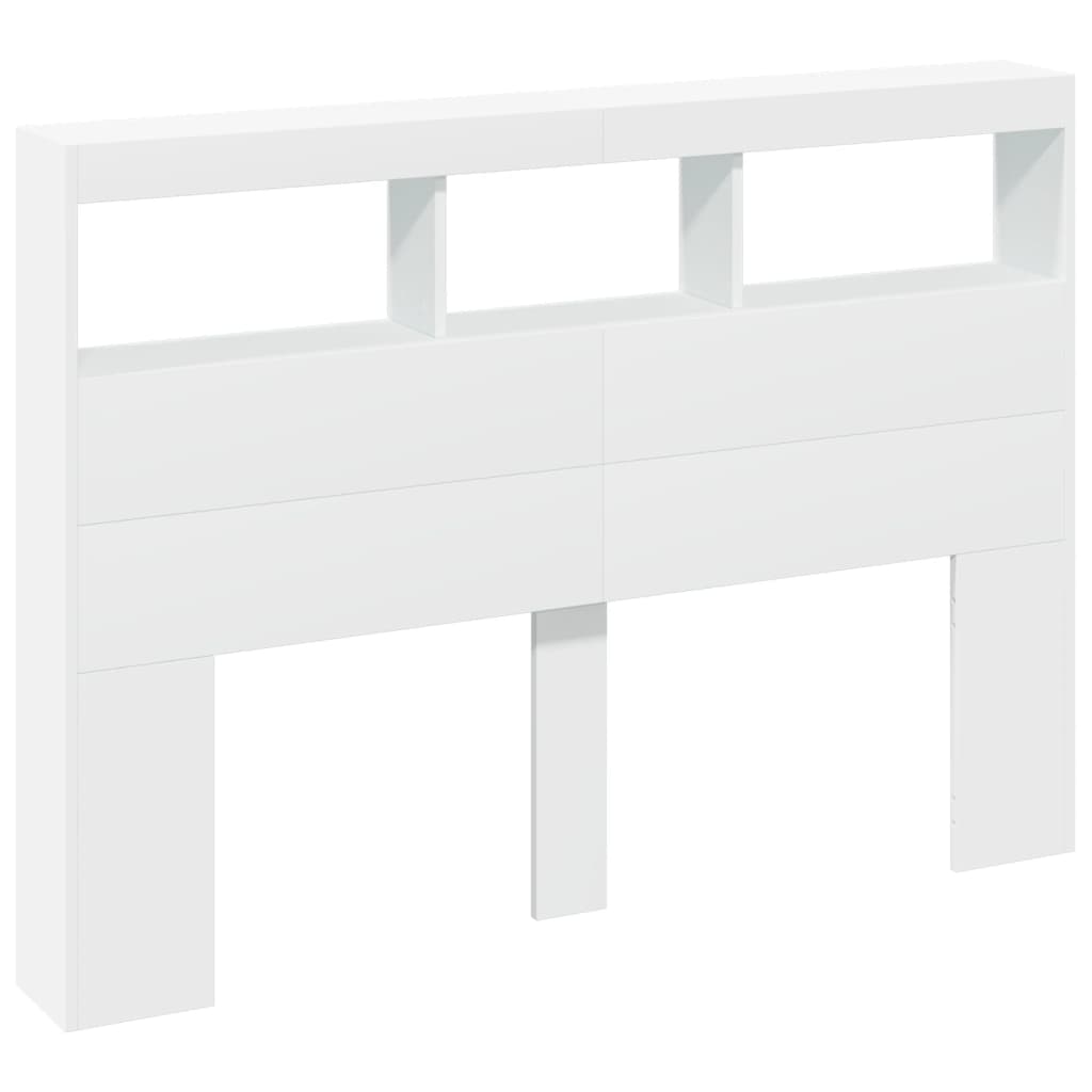 vidaXL Tăblie cu dulap și LED, alb, 140x17x102 cm vidaXL Tăblie cu dulap și LED, alb, 140x17x102 cm