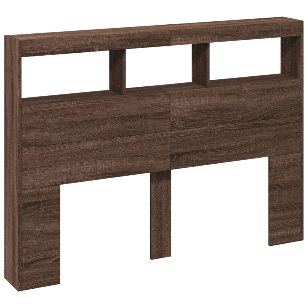 vidaXL Tăblie de pat cu dulap și LED, stejar maro, 140x17x102 cm vidaXL Tăblie de pat cu dulap și LED, stejar maro, 140x17x102 cm